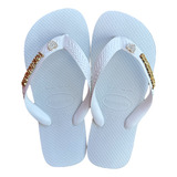 Havaianas Top Branco + Escrita Dourada