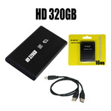 Hd Externo 320gb Lotado De Jogos + Memory Card 16mg Opl