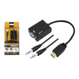 Hdmi Para Vga Com Áudio P2 Conversor Adaptador De Vídeo
