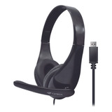 Headset C3 Tech Com Microfone Ph-340bk Usb Stereo Com Controle Cor Preto