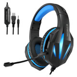 Headset Fone Ouvido Gamer Pc Celular Ps4 Ps5 Xbox Over Cor Azul-aço Luz Azul-aço