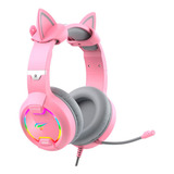Headset Gamer Havit H2233d P2 Rgb (usb) 50mm Pink Cat Rosa