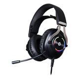 Headset Gamer Hp H360 Stereo Conexão P2 E Usb Preto Com Luz Rgb