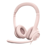 Headset Logitech H390 Áudio Digital Em Couro Usb - Rosa