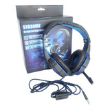 Headset Preto E Azul Com Microfone