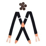 Homem Solid Y Voltar Suspensórios Botão Heavy Duty Elastic