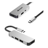 Hub Adaptador 3 Em 1 Tipo C Usb 3.0 Hdmi 4k Video Pd Charge