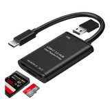 Hub Adaptador Leitor Cartão Sd E Micro Usb 3.0 5gb Otg Usb-c