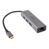 Hub Akasa Usb Tipo C P/ Ethernet Gigabit 1000mbps E Usb 3.0