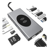 Hub Dock Docking Station 15 Em 1 Tipo C 3.04k Hdmi Vga 100w
