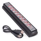 Hub Usb 2.0 Adaptador 10 Portas Pc Extensão Com Fonte Bivol