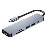 Hub Usb 3.0 Tipo C 6 Em 1 Conversor Adaptador