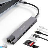 Hub Usb C Type C 8 Portas 4k Carregador 2 Usb-c 3.0 Rj45 Lan