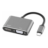 Hub Usb Tipo C Compatível Macbook Saída Hdmi E Vga