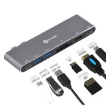 Hub Usb Tipo C Type C 7 Em 2 C/ 2 Usb 3.0 + Leitor De Cartão