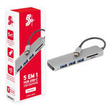 Hub Usb-c 5 Em 1 Para Usb 3.0 Leitor Sd E Micro Sd 5+