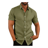 I Camisas Masculinas De Manga Curta Com Botões Com Textura H
