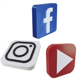 Ícones Redes Sociais Decoração Geek Quarto Escritório 3d