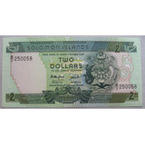 Ilhas Salomão: Bela Cédula 2 Dollars 1986 Fe