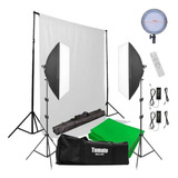 Iluminação Profissional Softbox Fundo Infinito Branco Verde