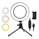 Iluminador De Led Com Tripe Ring Light Usb 16cm 3500k 5500k