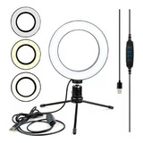 Iluminador De Led Com Tripe Ring Light Usb 16cm 3500k 5500k