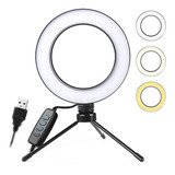 Iluminador De Led Com Tripe Ring Light Usb 16cm 3500k 6000k 