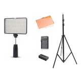 Iluminador Profissional De 160 Led bateria carreg tripe 2m