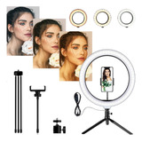 Iluminador Ring Light C/suporte Para Celular E Tripé De Mesa