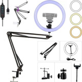 Iluminador Ring Light Suporte Articulado Mesa Webcam Celular