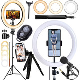 Iluminador Ring Light Tripé Filmagem Celular Luz Selfie Foto