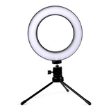 Iluminador Selfie Ring Light 6 Pol Tripé Para Foto Vídeo 