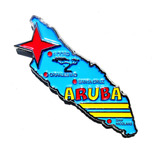 Imã Aruba Com Mapa, Bandeira, Cidades - Imã De Geladeira