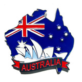 Imã Austrália Com Mapa, Bandeira, Cidades - Imã De Geladeira