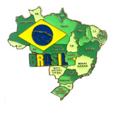 Imã Brasil Com Mapa, Bandeira, Cidades - Imã De Geladeira
