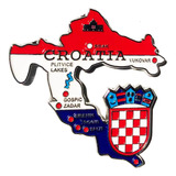 Imã Croácia Com Mapa, Bandeira, Cidades - Imã De Geladeira