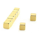 Ímã Neodímio 5x5x5 Mm N35 Dourado