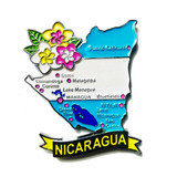 Imã Nicarágua Com Mapa, Bandeira, Cidades