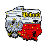 Imã Polônia Com Mapa, Bandeira, Cidades