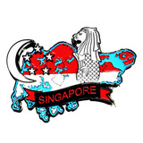 Imã Singapura Com Mapa, Bandeira, Cidades