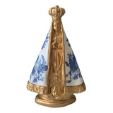 Imagem Nossa Senhora Aparecida Manto Azul Dourado Linda 25cm