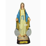 Imagem Nossa Senhora Das Graças 15cm Medalha Milagrosa Resin