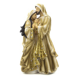 Imagem Sagrada Família Importada Dourada Resina 31 Cm