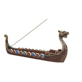 Incensario Canoa Viking Resina + Incenso De Brinde 
