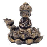 Incensário Cascata Cone Buda Menino Dourado 5 Incensos Top