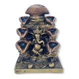 Incensário Cascata Deus Ganesha 8 Quedas Cobre Dourado 14cm