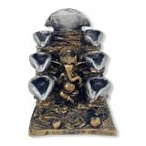 Incensário Cascata Deus Ganesha 8 Quedas Prata Dourado 14cm