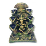 Incensário Cascata Deus Ganesha 8 Quedas Verde Patinado 14cm