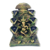 Incensário Cascata Deus Ganesha 8 Quedas Verde Patinado 14cm