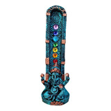 Incensario Ganesha Deusa 7 Chakras Resina Verde Lavado